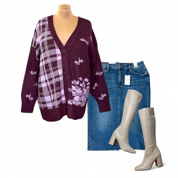 99 JANE STREET  Mixed Print Button Front Cardigan, NWT! Size 2X - Picture 10 of 10